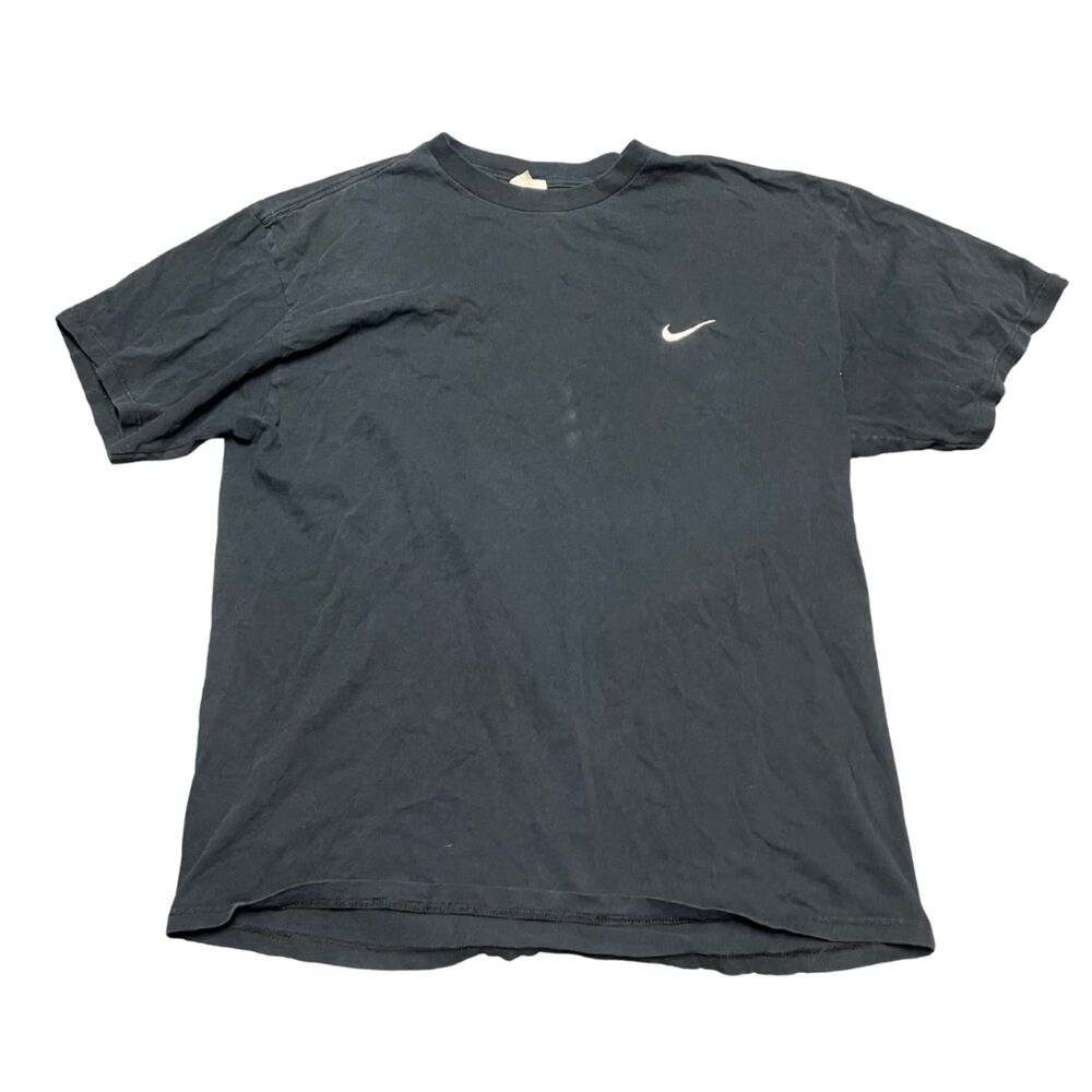 Y2K Nike T‑Shirt – Men’s Large – Black Vintage Swoosh Embroidery Tee